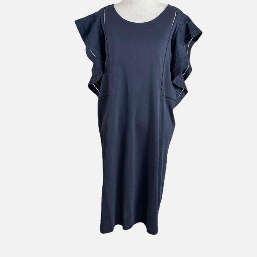 SCOTCH & SODA  Ruffle-sleeve Shift Dress in Navy - size medium